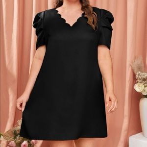 Boho scallop trim tunic dress